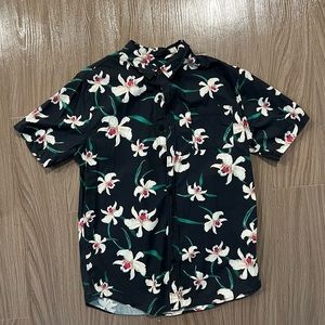 PacSun Shirt Blue Button Down Short Sleeve Floral Hawaiian Mens Large